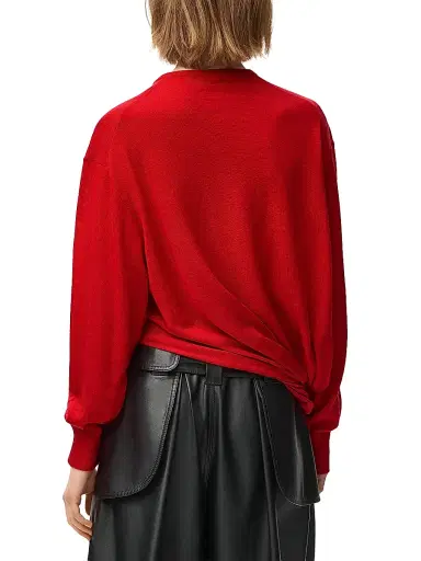 Loewe Women's Draped Wool Sweater - Red - Size Large | Thumbnail 4