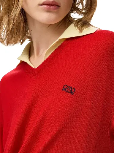 Loewe Women's Draped Wool Sweater - Red - Size Large | Thumbnail 5