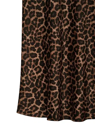 ANINE BING Women's Bar Leopard Print Silk Midi-Skirt - Leopard | Thumbnail 5