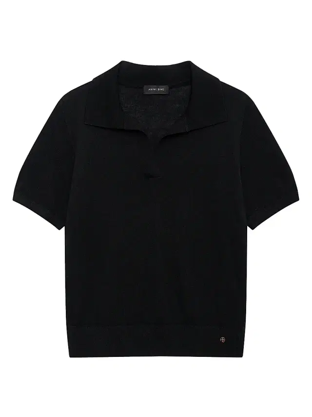 ANINE BING Women's Moni Johnny Collar Polo Sweater - Black