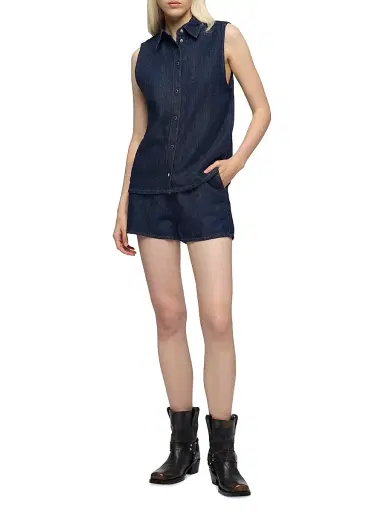 7 For All Mankind Women's Denim Sleeveless Shirt - Blossom - Size XS | Thumbnail 2 7 For All Mankind Women's Denim Sleeveless Shirt - Blossom - Size XS | Thumbnail 2