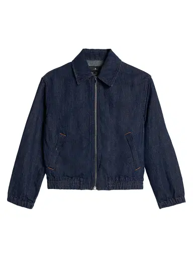 7 For All Mankind Women's Denim Bomber Jacket - Blossom - Size Small | Thumbnail 1 7 For All Mankind Women's Denim Bomber Jacket - Blossom - Size Small | Thumbnail 1
