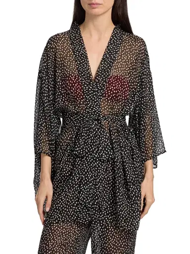 Nili Lotan Women's Kima Wild Dot Silk Kimono-Inspired Jacket | Thumbnail 3 Nili Lotan Women's Kima Wild Dot Silk Kimono-Inspired Jacket | Thumbnail 3