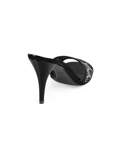 Gucci Women's Erin 85MM GG Crystal Mesh Sandals - Black - Size 6.5 | Thumbnail 3