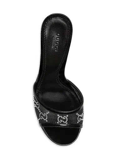Gucci Women's Erin 85MM GG Crystal Mesh Sandals - Black - Size 6.5 | Thumbnail 4