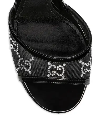 Gucci Women's Erin 85MM GG Crystal Mesh Sandals - Black - Size 6.5 | Thumbnail 5