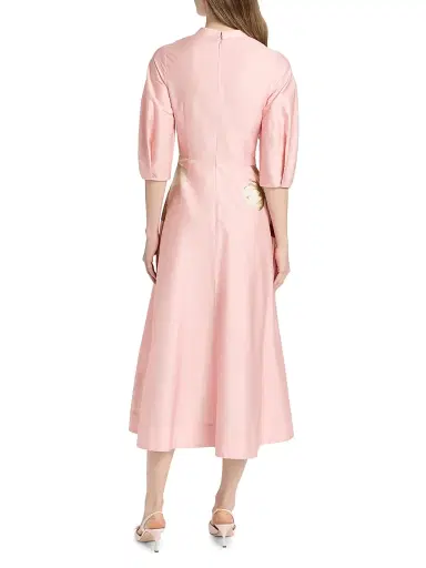 Teri Jon by Rickie Freeman Women's Floral Cotton Midi-Dress - Pink Multi - Size 10 | Thumbnail 5 Teri Jon by Rickie Freeman Women's Floral Cotton Midi-Dress - Pink Multi - Size 10 | Thumbnail 5
