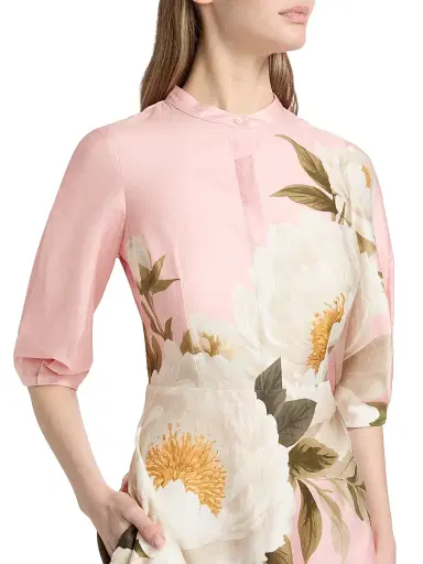 Teri Jon by Rickie Freeman Women's Floral Cotton Midi-Dress - Pink Multi - Size 10 | Thumbnail 6 Teri Jon by Rickie Freeman Women's Floral Cotton Midi-Dress - Pink Multi - Size 10 | Thumbnail 6