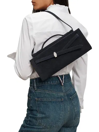 Veronica Beard Women's Dash Suede Clutch - Vb Navy | Thumbnail 3 Veronica Beard Women's Dash Suede Clutch - Vb Navy | Thumbnail 3