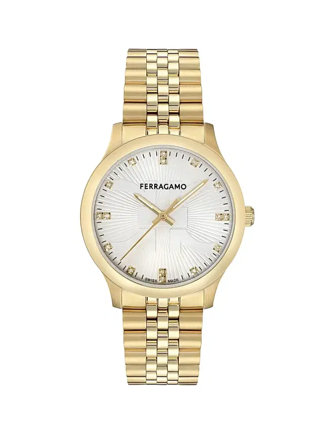 Men's Ren Diamond & Goldtone Ion-Plated Stainless Steel Bracelet Watch/40MM - Gold