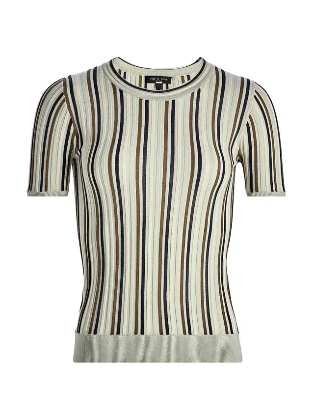 rag & bone Women's Victoria Striped Rib-Knit Top - Blue Multi