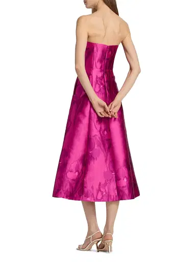Kay Unger Women's Natalie Floral Tea-Length Strapless Cocktail Dress - Vivid Berry Multi | Thumbnail 5