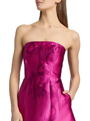Kay Unger Women's Natalie Floral Tea-Length Strapless Cocktail Dress - Vivid Berry Multi | Thumbnail 6