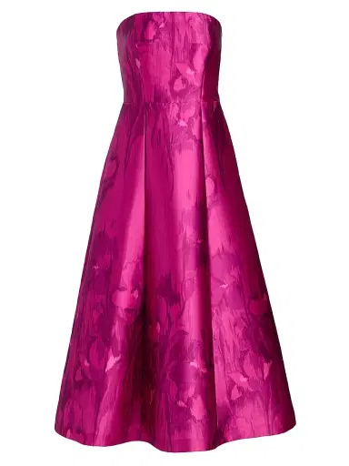 Kay Unger Women's Natalie Floral Tea-Length Strapless Cocktail Dress - Vivid Berry Multi | Thumbnail 1