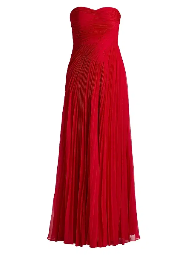 AMUR Women's Elea Strapless Pleated Gown - Solstice Red