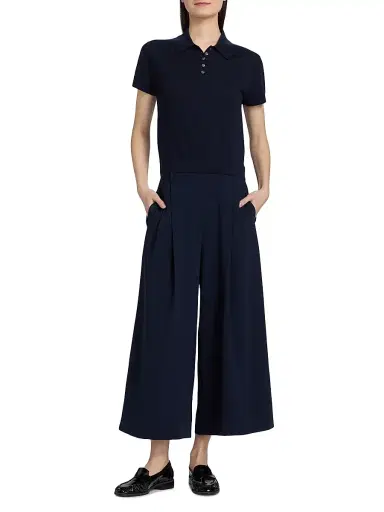 LESET Women's Arielle Pleated Crop Trousers - Midnight - Size XL | Thumbnail 2