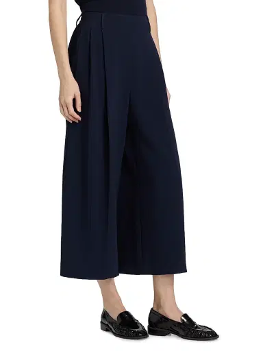 LESET Women's Arielle Pleated Crop Trousers - Midnight - Size XL | Thumbnail 4