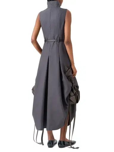 Akris Women's Suiting Gathered-Side Trench Midi-Dress - Taupe | Thumbnail 4 Akris Women's Suiting Gathered-Side Trench Midi-Dress - Taupe | Thumbnail 4