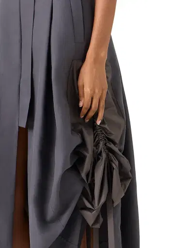 Akris Women's Suiting Gathered-Side Trench Midi-Dress - Taupe | Thumbnail 5 Akris Women's Suiting Gathered-Side Trench Midi-Dress - Taupe | Thumbnail 5