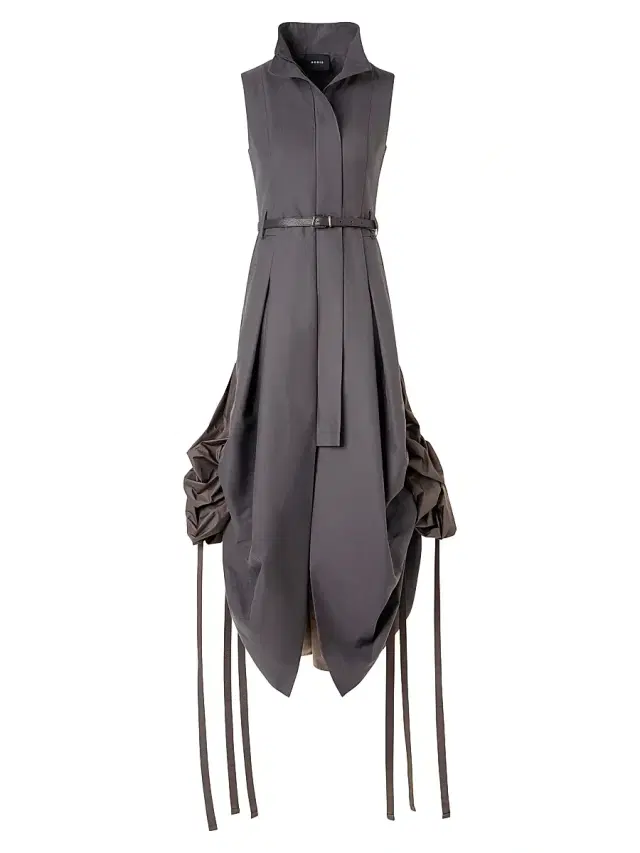 Akris Women's Suiting Gathered-Side Trench Midi-Dress - Taupe