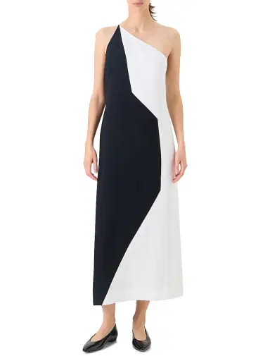 Akris Women's Colorblocked One-Shoulder Midi-Dress | Thumbnail 2 Akris Women's Colorblocked One-Shoulder Midi-Dress | Thumbnail 2