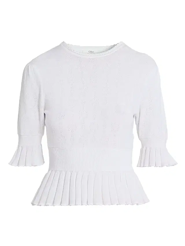 Chloé Women's Ruffled Rib-Knit Wool Sweater - Iconic Milk