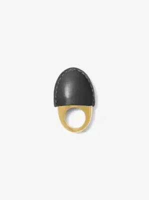 Michael Kors Collection Leather-Wrapped 24k-Gold-Plated Brass Dome Ring | Thumbnail 2