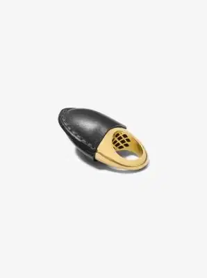 Michael Kors Collection Leather-Wrapped 24k-Gold-Plated Brass Dome Ring | Thumbnail 3