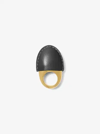 Michael Kors Collection Leather-Wrapped 24k-Gold-Plated Brass Dome Ring | Thumbnail 1