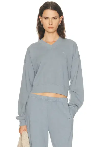 ÉTERNE Cropped V Neck Sweatshirt | Thumbnail 1 ÉTERNE Cropped V Neck Sweatshirt | Thumbnail 1