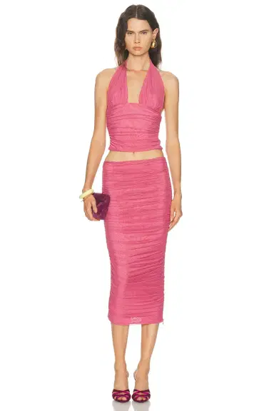 SEROYA Pia Mesh Midi Skirt | Thumbnail 5