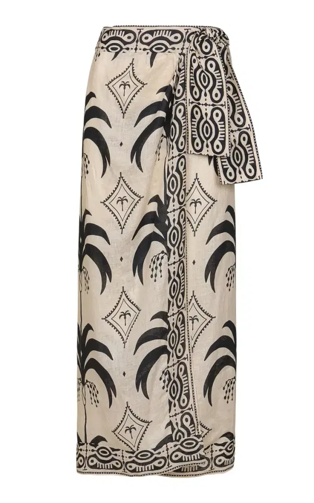 Significado Poderoso Printed Linen Maxi Skirt