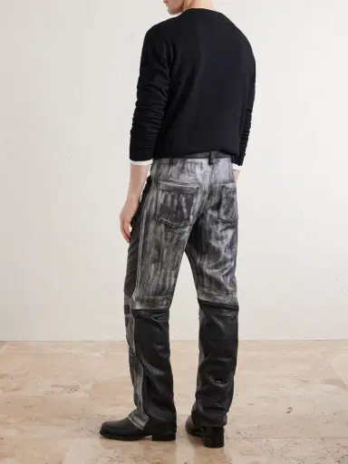 Satoshi Nakamoto 2.0 Moto Appliquéd Leather Trousers - Men | Thumbnail 4
