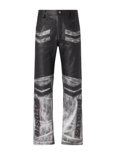 Satoshi Nakamoto 2.0 Moto Appliquéd Leather Trousers - Men | Thumbnail 1