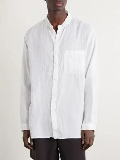 Blue Blue Japan Grandad-Collar Linen Shirt - Men | Thumbnail 3