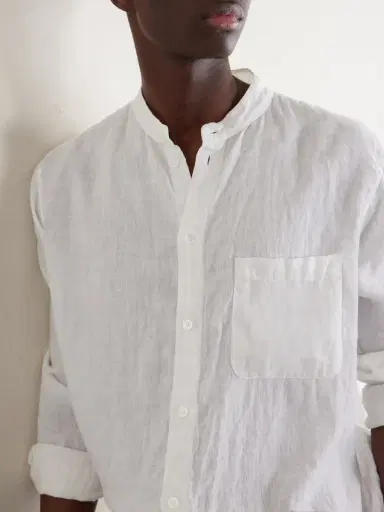 Blue Blue Japan Grandad-Collar Linen Shirt - Men | Thumbnail 5