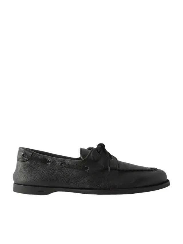 John Lobb Foil Full-Grain Leather Boat Shoes - Men