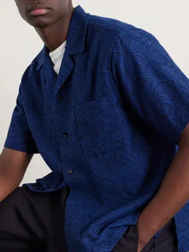 Blue Blue Japan Camp-Collar Cotton-Jacquard Shirt - Men | Thumbnail 5