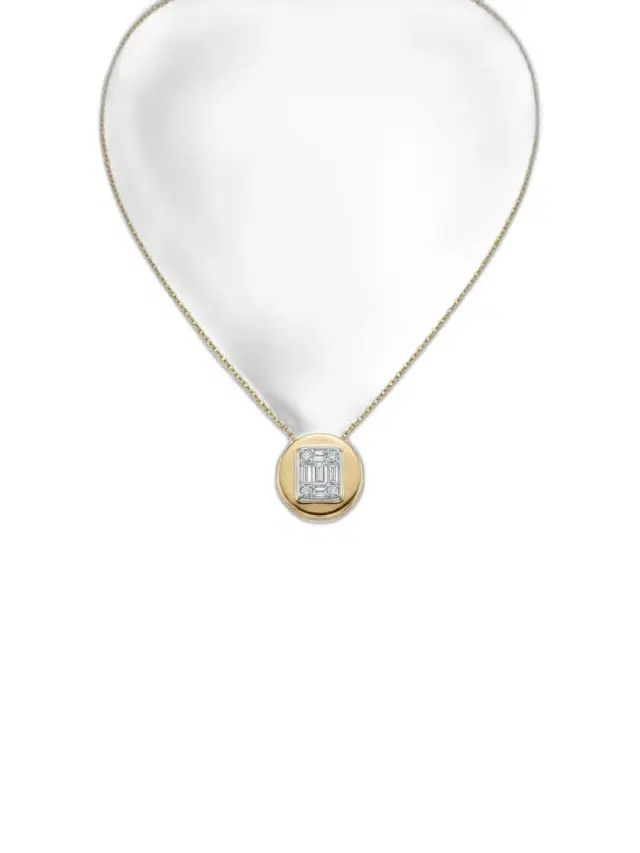 Wish Fine Jewelry 0.45ct Diamond 14K Gold Button Pendant Chain Necklace