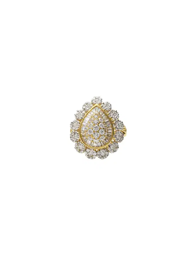 Wish Fine Jewelry 1.00ct Diamond 18K Gold Pear Halo Cocktail Ring