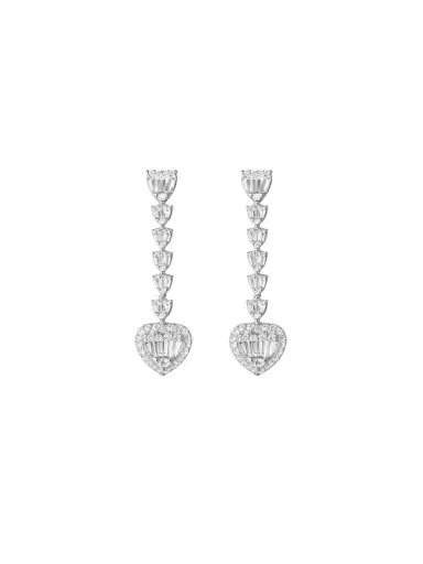 Wish Fine Jewelry 1.85ct Diamond 18K Gold Heart Dangle Drop Earrings | Thumbnail 1 Wish Fine Jewelry 1.85ct Diamond 18K Gold Heart Dangle Drop Earrings | Thumbnail 1