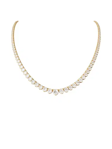 Wish Fine Jewelry 15.87ct Diamond 14K Gold Graduated Tennis Necklace | Thumbnail 1