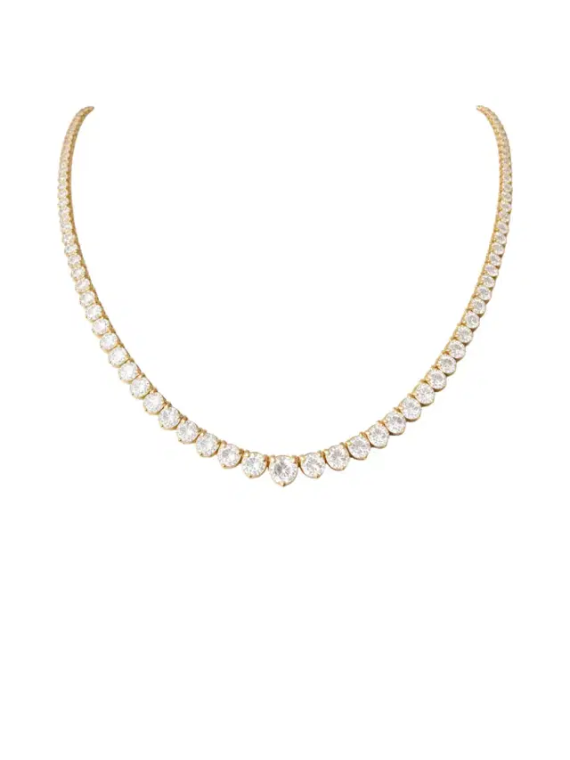 Wish Fine Jewelry 15.87ct Diamond 14K Gold Graduated Tennis Necklace
