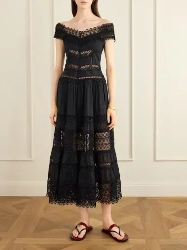Charo Ruiz Amaira Embroidered Lace-trimmed Cotton-blend Maxi Dress | Thumbnail 2