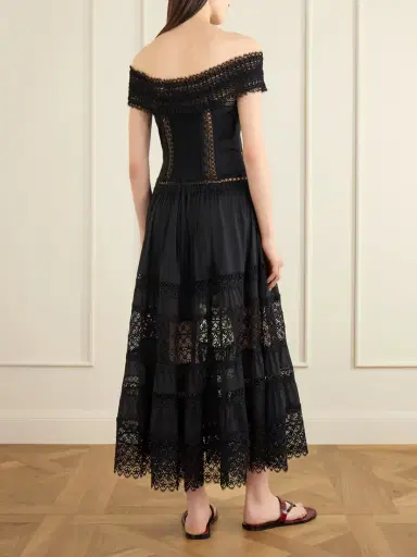 Charo Ruiz Amaira Embroidered Lace-trimmed Cotton-blend Maxi Dress | Thumbnail 3