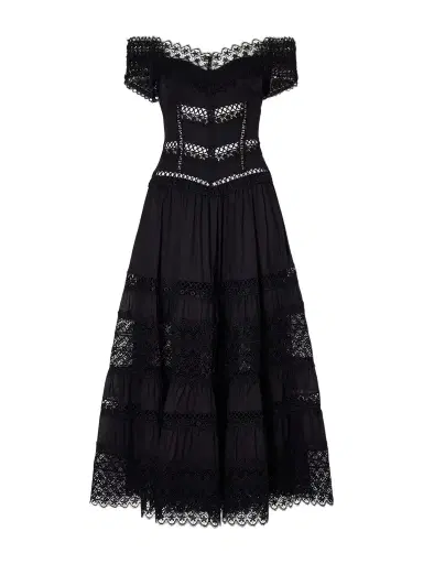 Charo Ruiz Amaira Embroidered Lace-trimmed Cotton-blend Maxi Dress | Thumbnail 1