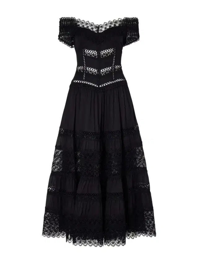 Charo Ruiz Amaira Embroidered Lace-trimmed Cotton-blend Maxi Dress