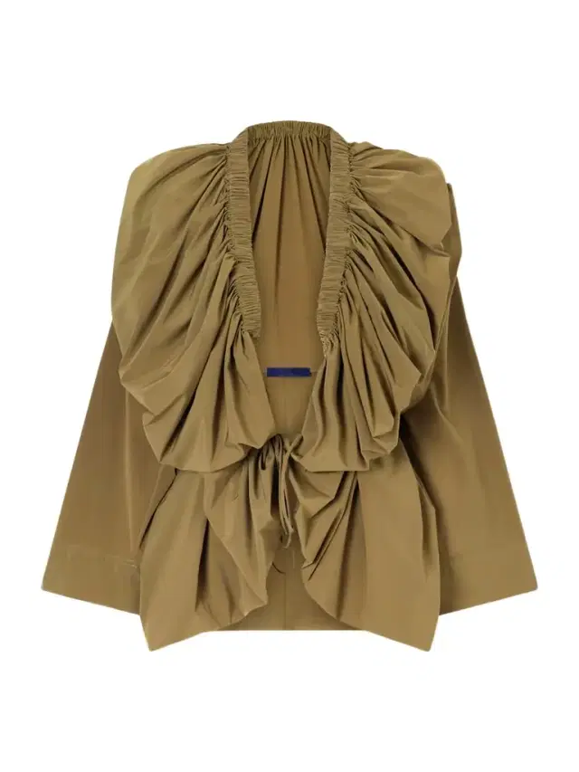 Sata Draped Gathered Silk-blend Wrap Blouse