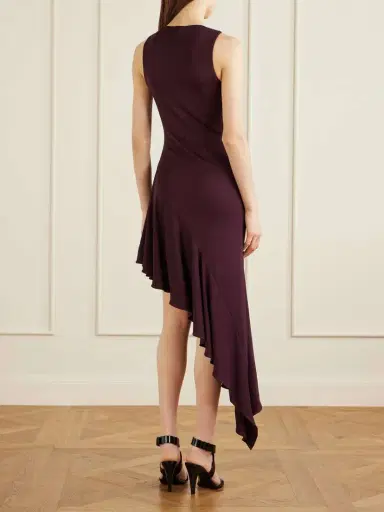 Alaïa Asymmetrical Crepe-jersey Midi Dress | Thumbnail 3 Alaïa Asymmetrical Crepe-jersey Midi Dress | Thumbnail 3