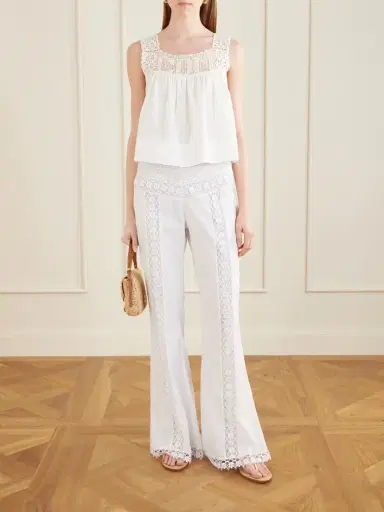 Calle Del Mar Heirloom Lace-trimmed Cotton-poplin Top | Thumbnail 2 Calle Del Mar Heirloom Lace-trimmed Cotton-poplin Top | Thumbnail 2